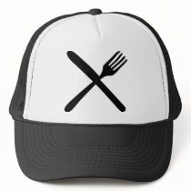 cutlery fork and knife crossed trucker hats