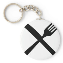 cutlery fork and knife crossed keychain