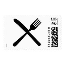 cutlery fork and knife crossed postage by Tomaniac cutlery fork and knife crossed postage