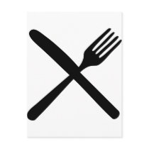cutlery fork and knife crossed post cards