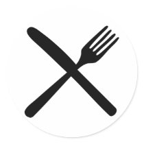 cutlery fork and knife crossed stickers by Tomaniac cutlery fork and knife crossed stickers