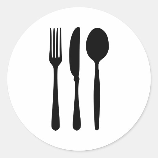 Cutlery Fork Knife Spoon Classic Round Sticker Zazzle