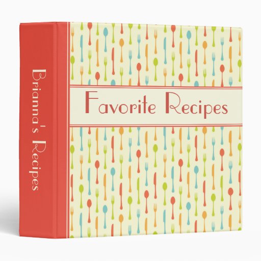Cutlery pattern personalized recipe binder