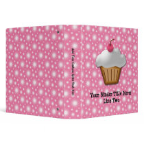 Cutout Cupcake with Pink Cherry on Top Vinyl Binder
