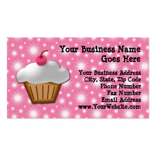 Cutout Cupcake with Pink Cherry on Top Business Card Template (front side)