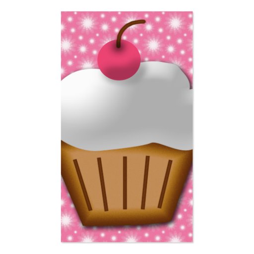 Cutout Cupcake with Pink Cherry on Top Business Card Template (back side)