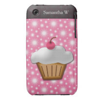 Cutout Cupcake with Pink Cherry on Top Iphone 3 Case-mate Cases