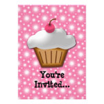 Cutout Cupcake with Pink Cherry on Top invitations