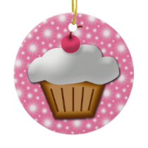 Cutout Cupcake with Pink Cherry on Top Ornament