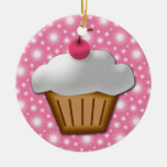 Cutout Cupcake with Pink Cherry on Top ornaments