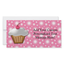 Cutout Cupcake with Pink Cherry on Top Picture Card