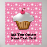 Cutout Cupcake with Pink Cherry on Top posters