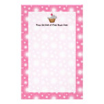 Cutout Cupcake with Pink Cherry on Top Personalized Stationery