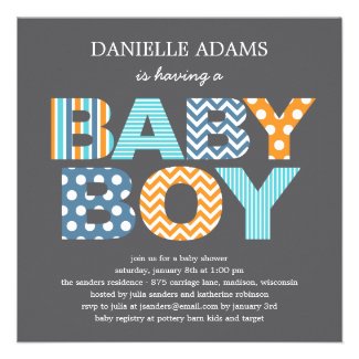 Cutout Letters Baby Shower Invitation - Boy