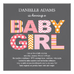 Cutout Letters Baby Shower Invitation - Girl invitations