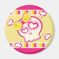 Cutsey Girl Skull Button magnets