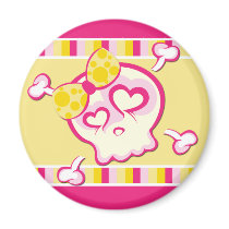 Cutsey Girl Skull Button magnets