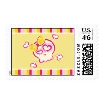 Cutsey Girl Skull Tattoo Postage stamps