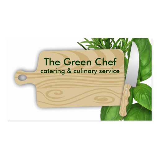 cutting board herbs chef cooking business card (front side)