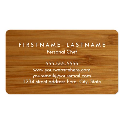 Cutting Board Personal Chef/Catering Business Card (back side)