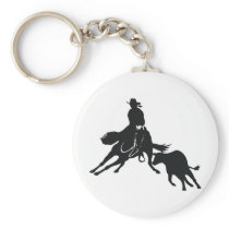 Cutting Horse and cow Keychain