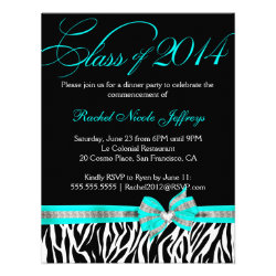 [CWR Tonya G] Black White Teal Zebra Graduation Announcement
