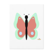 Cyan And Pink Butterfly postcards