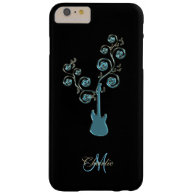 Cyan Blue Guitar Personalized Music iPhone Case Barely There iPhone 6 Plus Case