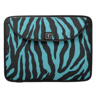 Cyan Blue Tiger Striped Pattern Macbook Sleeve