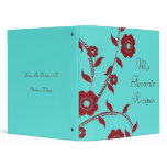 Cyan Crimson Floral Vine Recipe Book binders