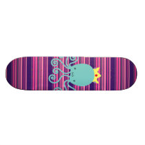 Cyan Octopus Princess Skate Board Deck
