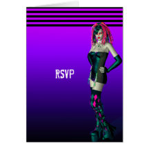 Cyber Girl Birthday RSVP Card