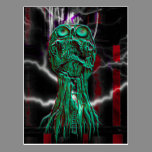 Cyber Scream Gothic Skull Mini Print Art Card postcards