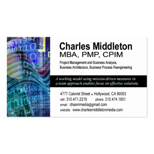 Cyber Tech-1 Business Card template (white/blue) (front side)