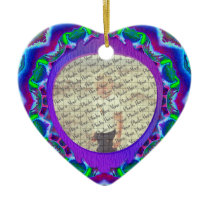 Cyberdelic Kaleidoscope Customizable Photo Heart O Christmas Ornaments