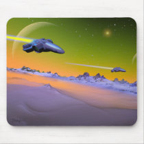 Cyberian flights - retro sci-fi mousepad mousepads