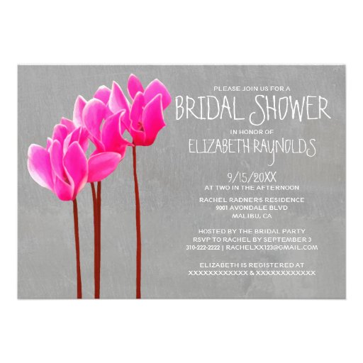 Cyclamen Bridal Shower Invitations