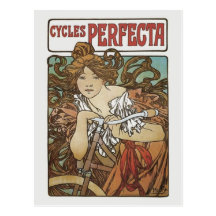 Cycles Perfecta, Alphonse Mucha Art Nouveau Postcards