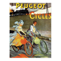 Cycles Peugeot Vintage Bicycle Art Post Card
