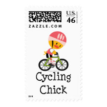 Cycling Chick Postage Stamps