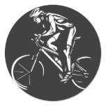 cycling clycer inverse silhouette round stickers