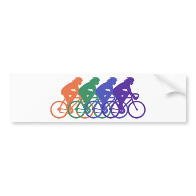 Cycling (female) bumper stickers by magarmor