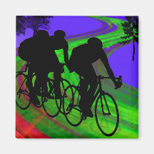 Cycling Trio on Ribbon Road Magnets
