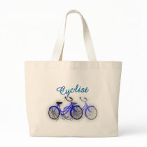 Cyclist (1950 Bicycle) Watercolor drawing Design Tote Bag