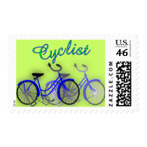 Cyclist (1950 Bicycle) Watercolor drawing Design Postage Stamps