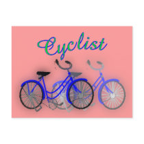 Cyclist (1950 Bicycle) Watercolor drawing Design postcards by gailg1957 Cyclist (1950 Bicycle) Watercolor drawing Design postcards