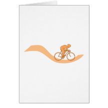 Cyclist Design in Orange. Greeting Cards