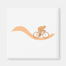 Cyclist Design in Orange. Refrigerator Magnets