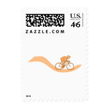 Cyclist Design in Orange. Stamps