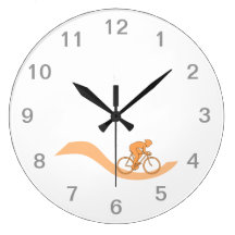 Cyclist Design in Orange. Wallclocks